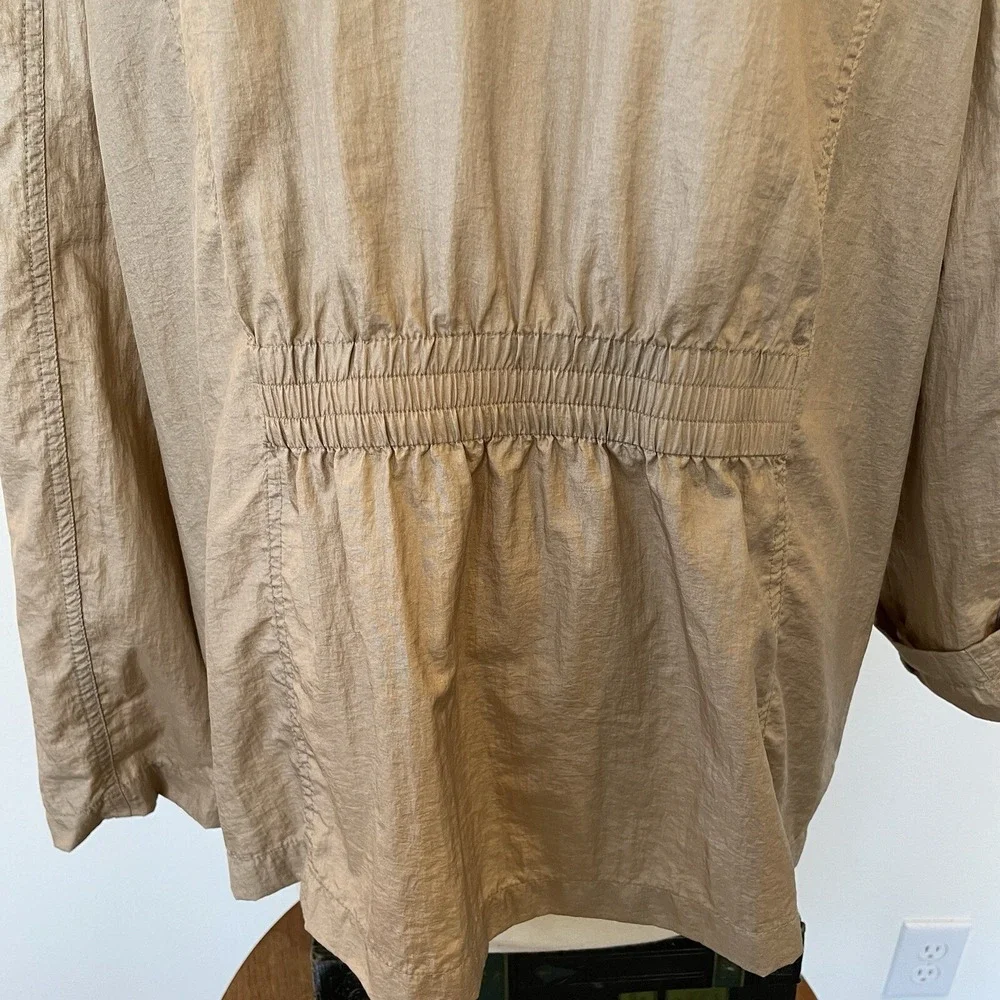 Chico's 3 Women's Large Weekends Taupe Snap Front Windbreaker Lightweight Jacket